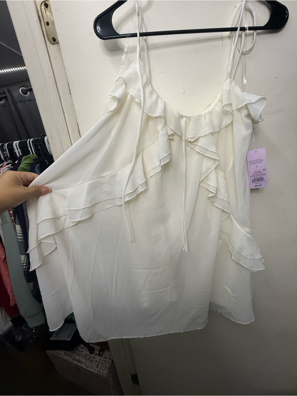 Target Ivory Ruffle Spaghetti Strap Blouse - Picture 3 of 5